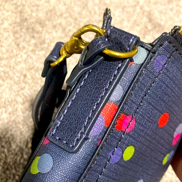 FOSSIL EMMA NAVY POLKA DOT CROSSBODY BAG WITH  KEY FOB - Picture 8 of 9